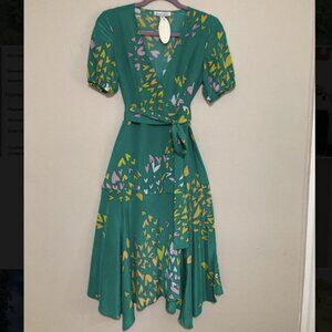 NWT Leanne Marshall 100% Silk Heartstone Midi Dress Size XS